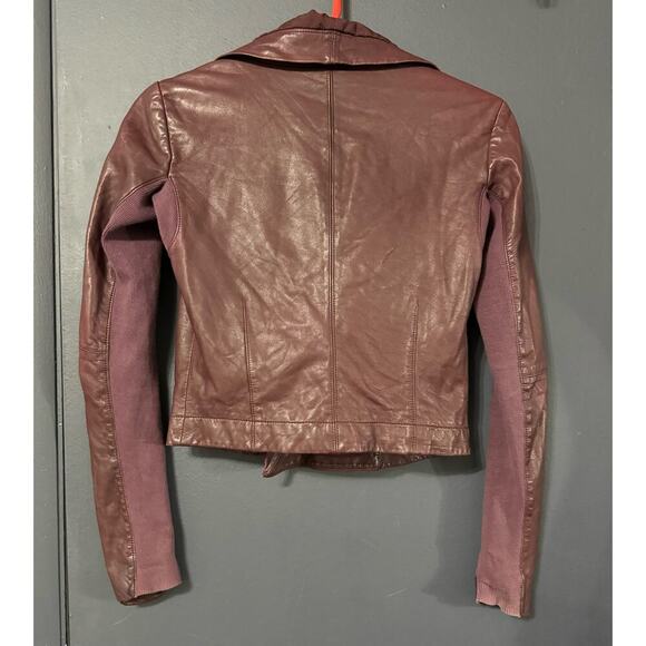 VEDA Max Classic Bubble Leather Jacket Bordeaux - Picture 9 of 16